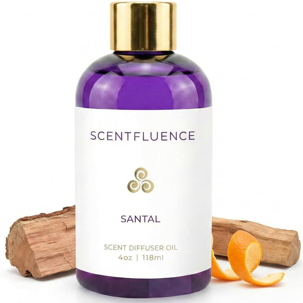 Scentfluence Santal Diffuser Oil Sandalwood & Cedarwood Oils with Grapefruit, Vetiver, Leather, Citrus,