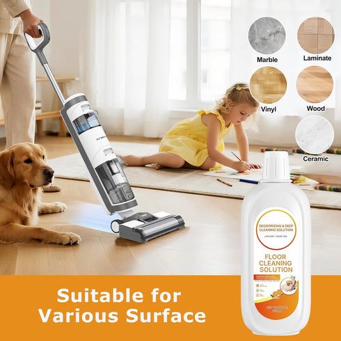 Vacbeuta 4 Packs Floor Cleaning Solution Compatible with Tineco iFloor & Floor One Cleaner Solution Orange Scented Deep