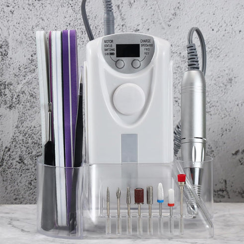 HURRISE Transparent Nail Drill Grinding Bit Organizer, Large Capacity Holder Storage Case for Manicure Tools