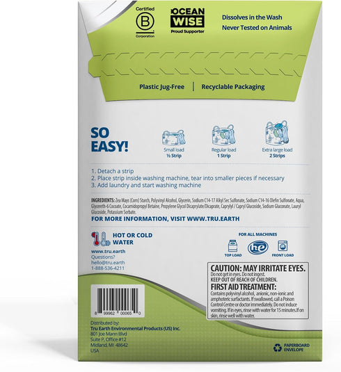 Tru Earth Platinum Heavy Duty Laundry Detergent Sheets, 32 Sheets - Up to 64 Loads, Fragrance Free, Eco-Friendly