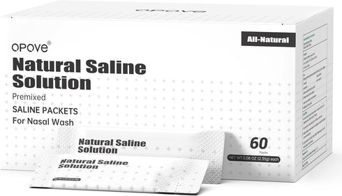 Opove Pre-Mixed Saline Packets for Nasal Wash Irrigation Systems, Natural, and PH