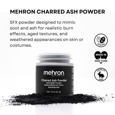 Mehron Makeup Special Effects Powder, Charred Ash, 0.75 oz
