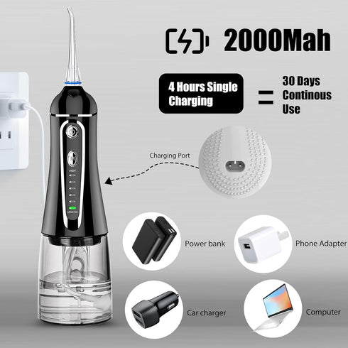 Cordless Water Flosser for Teeth, Rechargeable Oral Irrigator with 7 Clean Settings, Portable Dental Flosser for Braces