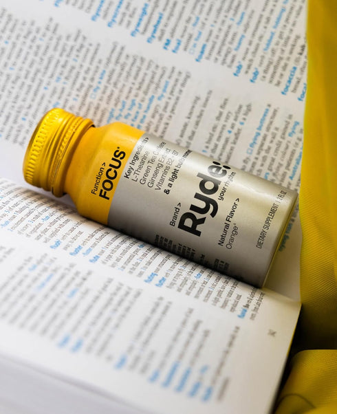 RYDE: Focus Shot, Orange Flavor, L-Theanine & Ginseng, Caffeine, 0 Calories, 0 Sugar, 2 FL OZ Shots, 8 Pack