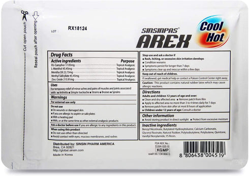 AREX Cool & Hot Pain Relieving Patch, Medium 1 Pack (10 Patches Total)