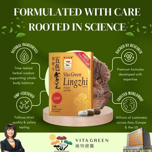 Immune 10 Vita Green Lingzhi Mushroom Supplement () Pure Reishi with Natural Antioxidants for Wellness, Energy