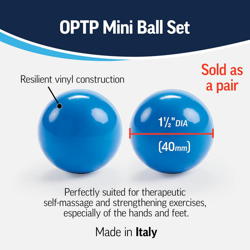 Set (2 OPTP Mini Balls - Vinyl Air-Filled Self-Massage Ball Piece) for Hand and Foot Therapy- Small Therapy Balls
