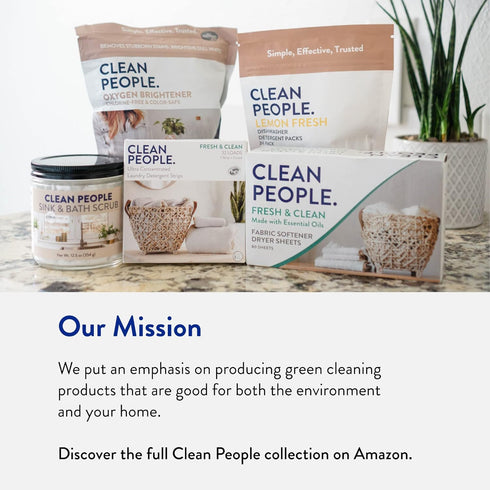 The Clean People Fragrance Free Laundry Detergent Sheets, 32 Pack | Hypoallergenic, Ultra Concentrated, Stain Fighting