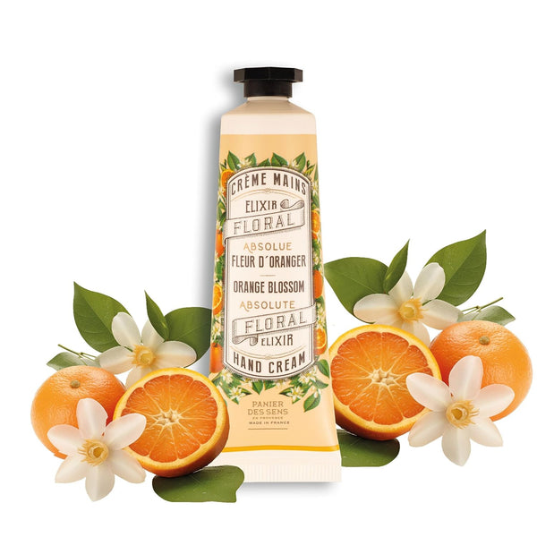 Panier des Sens Small Hand Cream for Dry Cracked Hands, Orange Blossom Mini Lotion with Almond and Olive Oil