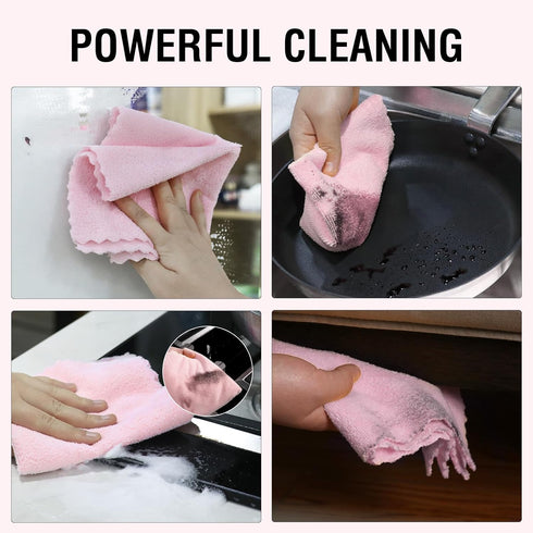 Microfiber Cleaning Cloths Roll 11.8" x 11.8" - Lint Free, Quick Dry, Ultra Absorbent Reusable Rags (Pink)
