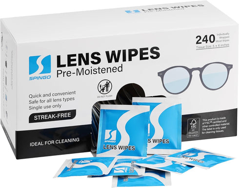 SPINGO Eye Glasses Cleaner Wipes, Pre-moistened Glasses Wipes, Eyeglass Cleaning Wipes for Sunglasses,