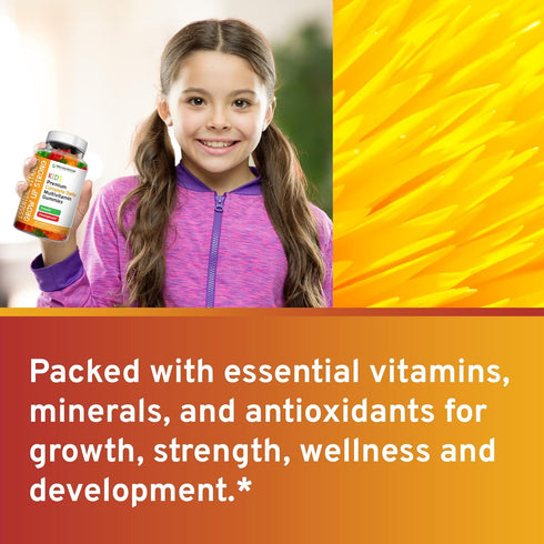 Premium Kids Multivitamin Gummies with Vitamin C & Zinc - Complete Daily Essential Vitamins for Immune & Energy Support