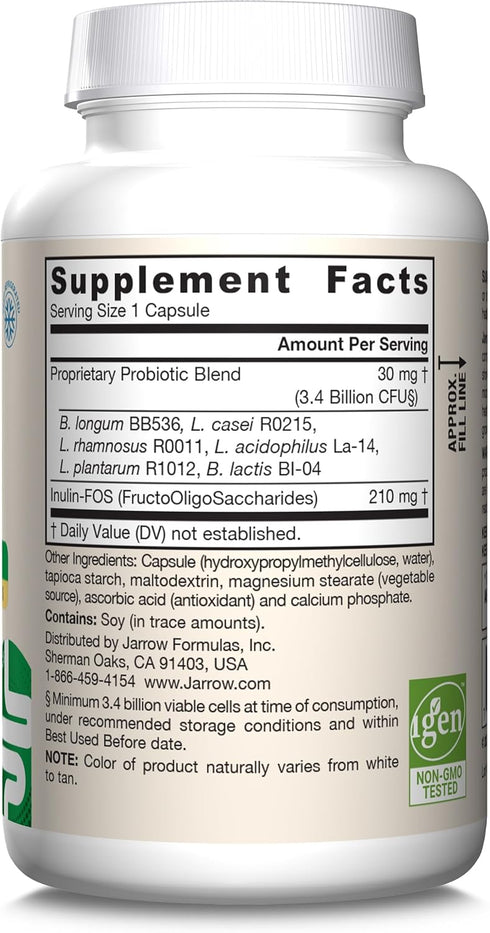 Jarrow Formulas Jarro-Dophilus + FOS, 3.4 Billion CFU, Prebiotic & Probiotics Supplement for Immune & Intestine