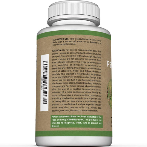 Premium Psyllium Husk Fiber Supplement, 1450mg, 240 Capsules
