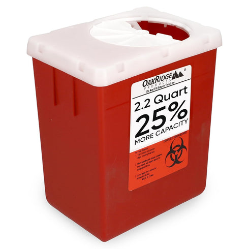 Oakridge Products Transparent Sharps Container for Home Use and Professional, 2.2 Quart (1-Pack)