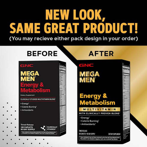 GNC Mega Men Energy & Metabolism Multivitamin, Antioxidants and Increased Calorie Burning, 180 Count