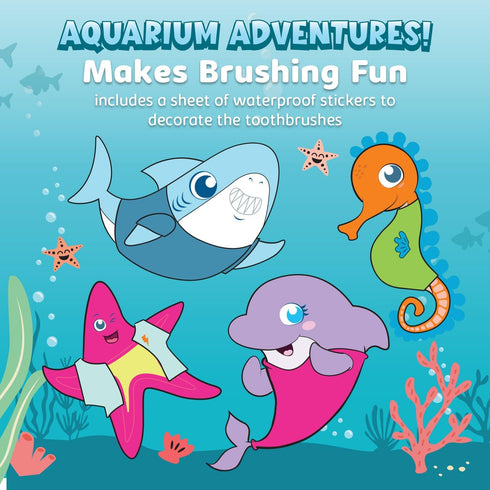 Set 3+ Aquasonic Kids Electric Toothbrush for Ages | Soft Bristles, Oscillating Brush Head, Built-in Battery | Aquarium