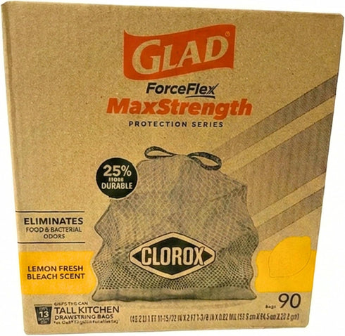 Paradise Bliss Quality 13 90 Glad ForceFlex MaxStrength Kitchen Drawstring Bags with Lemon Fresh Bleach Scent Gal Bags