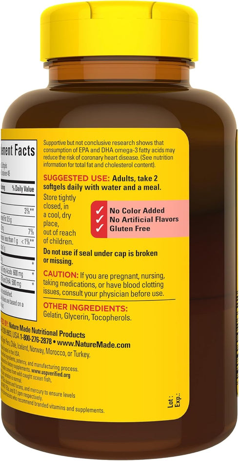 Nature Made Fish Oil 1000 mg Softgels | 90 Softgels | Omega 3 Supplement for Healthy Heart Support | 45 Day Supply