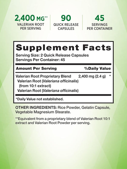 Nature's Truth Valerian Root Capsules | 2400mg | 90 Count | Non-GMO & Gluten Free Supplement