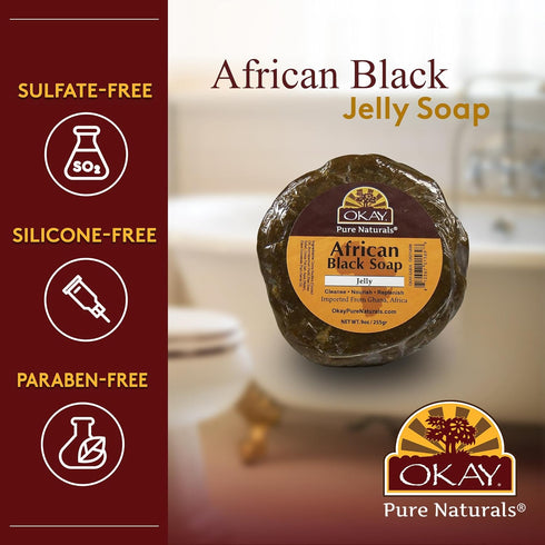 OKAY AFRICAN BLACK JELLY SOAP, 9oz