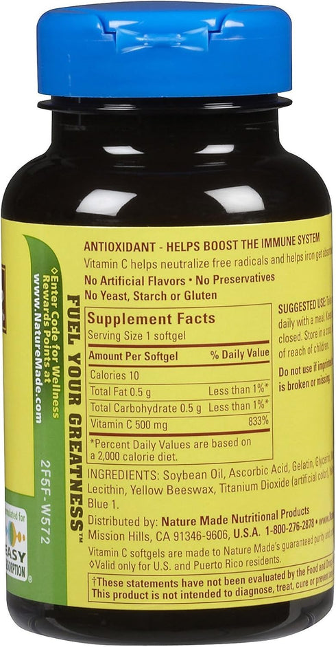 Nature Made Vitamin C 500 Mg Softgels, 60-Count
