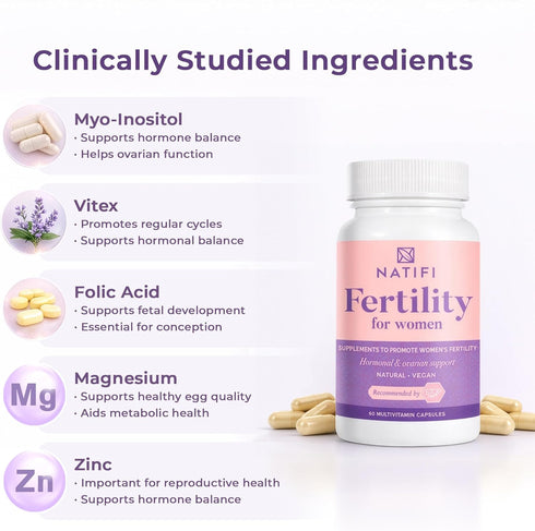 Natifi -60 Conception Fertility Prenatal Vitamins Regulate Cycles, Balance Hormones, Aid Ovulation. Conception