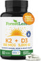 ForestLeaf Vitamin D3 + K2 (MK7) Supplement, 5000 IU Max Absorption, 60 Veggie Capsules for Bone Health