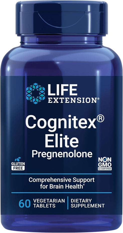 Life Extension Cognitex Elite Pregnenolone Brain Health Supplement for Memory, Focus & Cognition, 60 Vegetarian Tablets