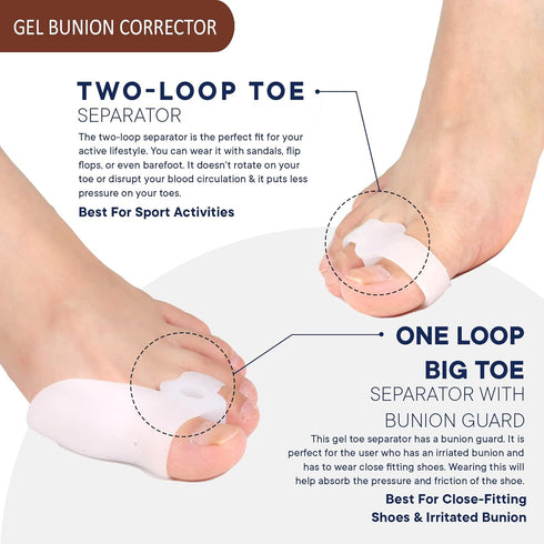 Bunion Corrector with Splint, Effective Orthopedic Toe Separators for Women & Men, Pain Relief for Hallux Valgus (Black)
