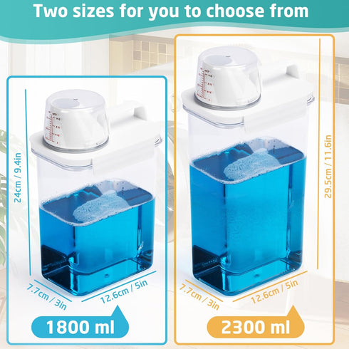 Laundry Detergent Dispenser, 2 Pack, 61 oz with 4 Removable Labels for Organization and Storage