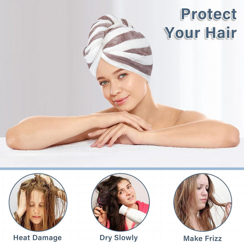 Microfiber Hair Towel Wrap - Soft Lightweight Hair Turban, Super Absorbent Quick Dry Hair Towels for Women