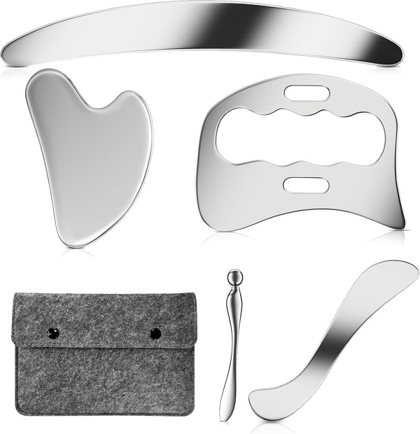 VDTEB Stainless Steel Muscle Scraper Gua Sha Kit and Derma Edge Scraping Tools