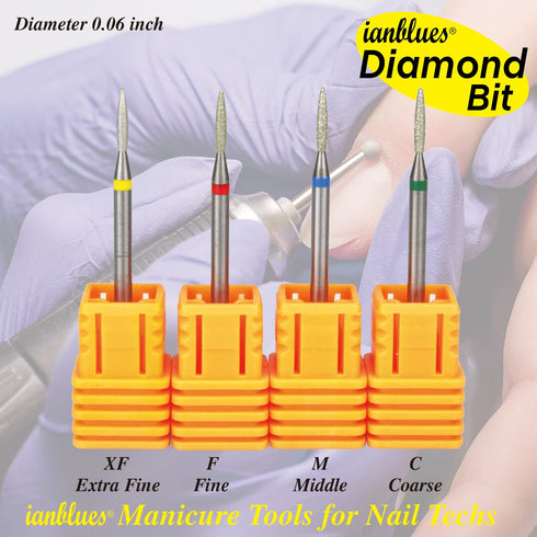 Nail Drill EFile Flame-Shape Diamond Bit for Nail Techs, Electric Manicure Drill Machine, Double Hand Use (0.1 in,
