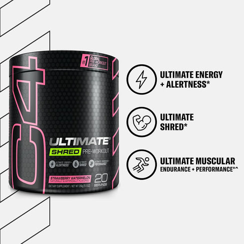 Cellucor C4 Ultimate Shred Pre Workout Powder, Weight Loss Supplement with Ginger Root Extract, Strawberry Watermelon