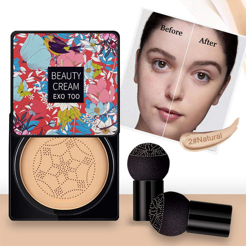 NUIBO Mushroom Head Air Cushion CC Cream Foundation, Moisturizing BB Cream, Long Lasting Matte Concealer with 2PCS