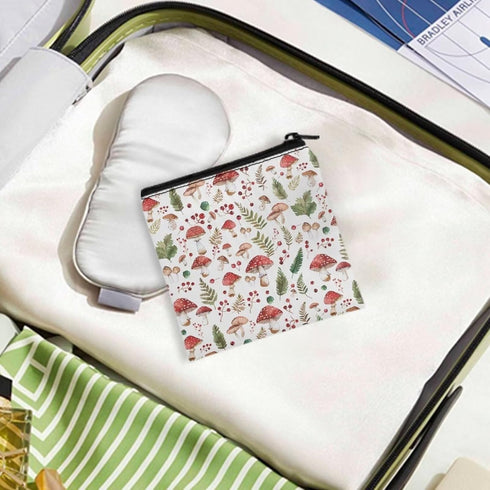 SUITOSELFY Mushroom Period Bag Pouch Cute Sanitary Napkin Storage Bag for Women Girls Portable Tampon Holder Menstrual
