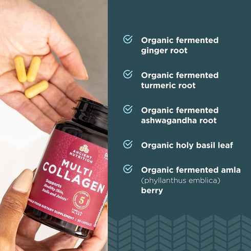 Collagen Peptides Pills by Ancient Nutrition - Hydrolyzed Multi Collagen Supplement for Healthy Skin, Joints, 90