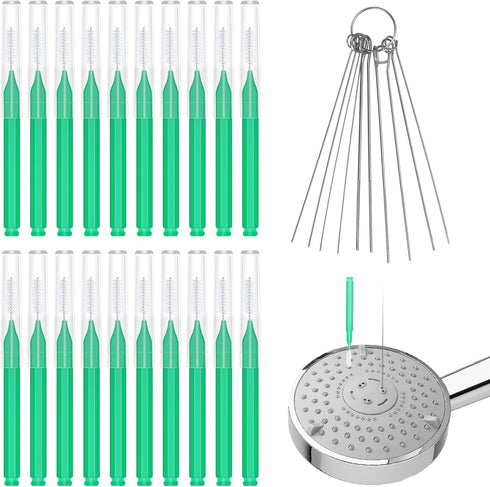 30pcs Shower Head Cleaner Tools - Multi-Sized Tiny Brushes for Anti-Clogging Cleaning (Green)