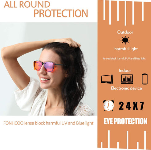 FONHCOO Clip-on Blue Light Blocking Glasses, 2 Pack Over Prescription Glasses, Anti Eyestrain for Computer Gamers