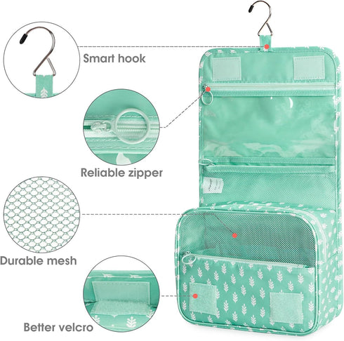 Narwey Hanging Travel Toiletry Bag - Waterproof Cosmetic Organizer for Women and Girls