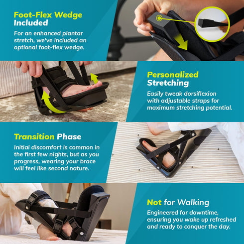 BraceAbility Adjustable Sleeping Stretch Boot - Night Foot Splint for Plantar Fasciitis, Achilles Tendonitis, Medium