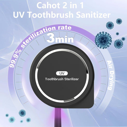 UV Light Toothbrush Cleaner and Holder, Portable Rechargeable Case with Fan Drying for Electric & Manual Toothbrushes
