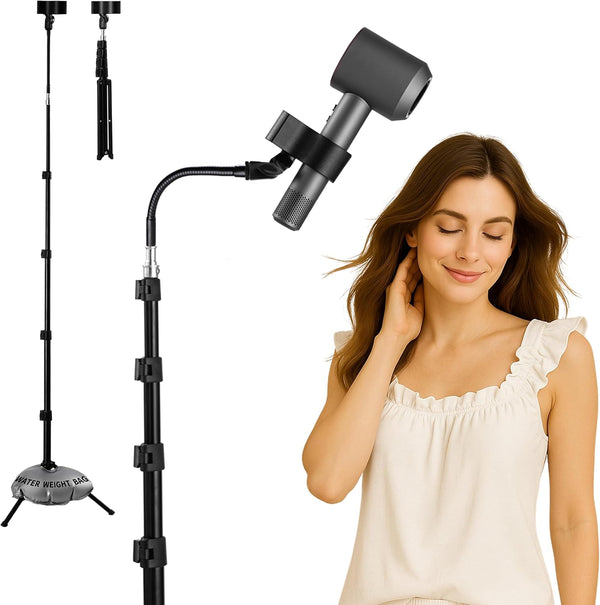 Hugabow Hair Dryer Stand - 360 Rotating Universal Holder, 20-65 Inch Adjustable, Hands