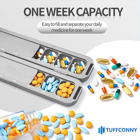 Tuffconny 2 7 Weekly Pill Organizer - Travel Medicine Organizer, Pill Boxes and Organizer Times a Day, Day Pretty Pill
