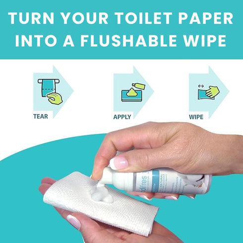 Toilet Paper Foam, Liquid Wet Wipe, Plant-Based Eco Friendly Flushable Alternative with Aloe & Vitamin E
