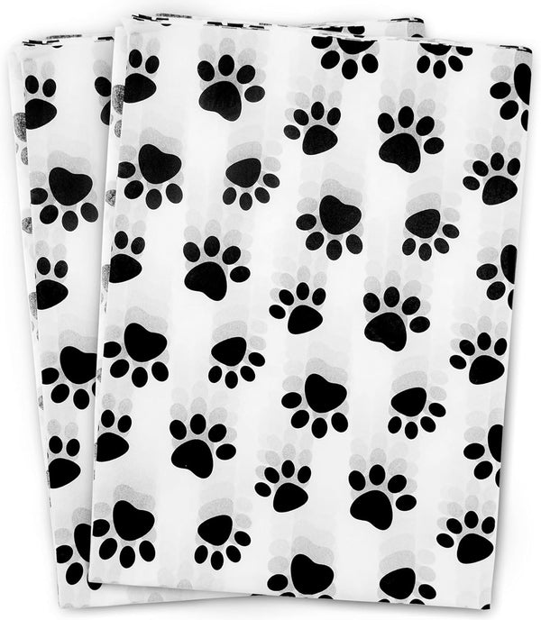 Hi Sasara 30 Sheets Large 20 x 28 inch Black and White Dog Paw Print Tissue Paper for Gift Bags and Holidays
