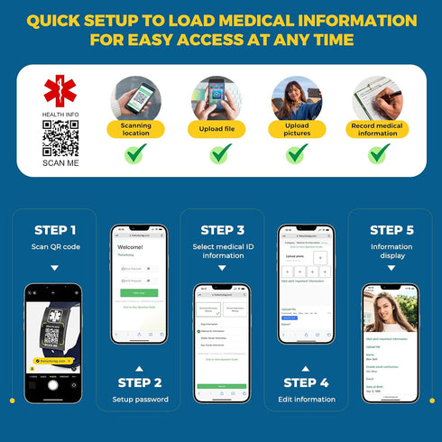 Upgraded Medical Bracelets for Men Women, QR Code Medical Alert ID Wristband, Titanium Steel Fits Wrists 8''-10''
