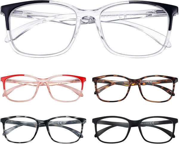 Eyekepper 5 Pack Reading Glasses for Women - Large Frame Readers Men +2.25