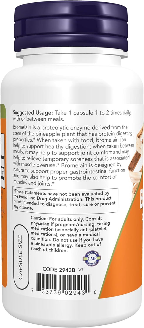 NOW Foods Bromelain Supplements: 500 mg Natural Proteolytic Enzyme, 60 Veg Capsules